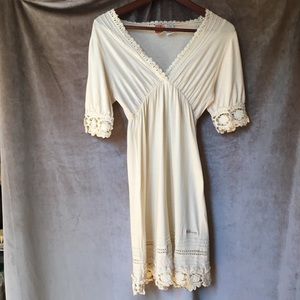 Billabong White Oatmeal Crochet Dress